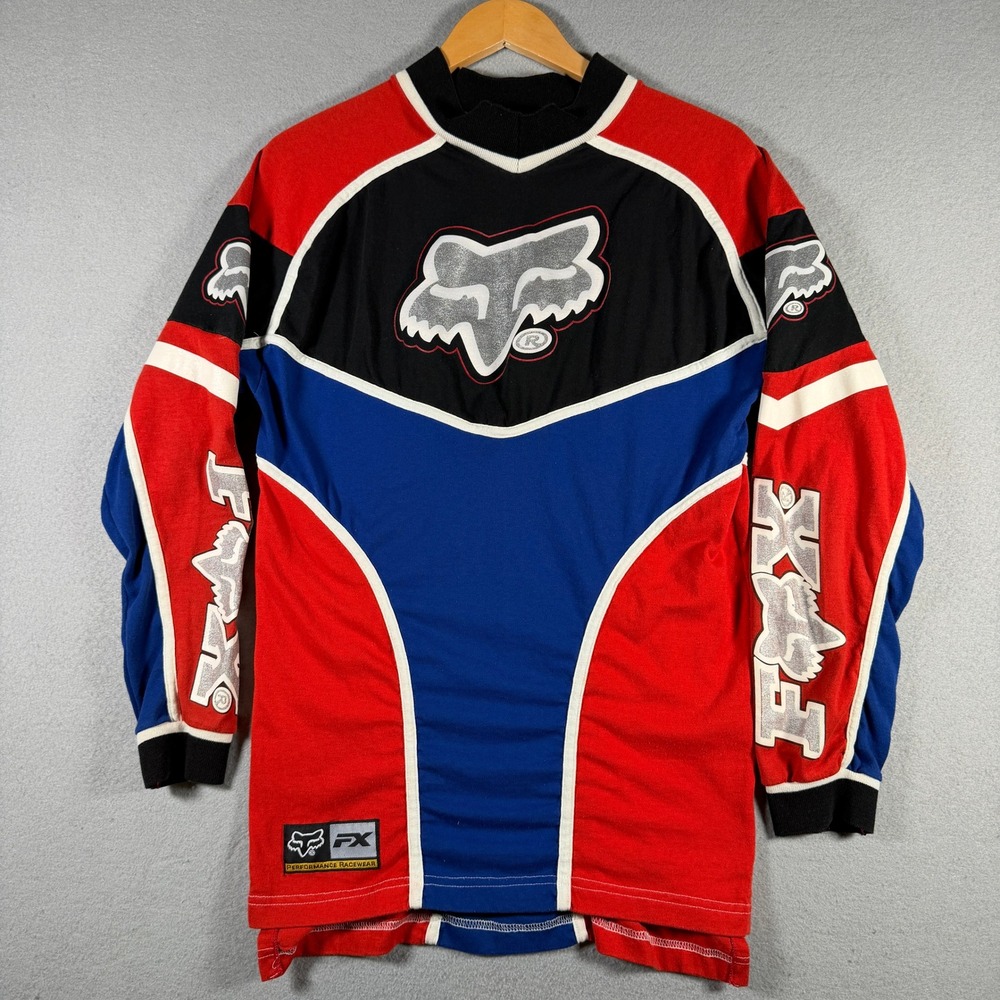 Vintage Fox Racing FX Performance Motocross Jersey Red Blue Black Mens Small
